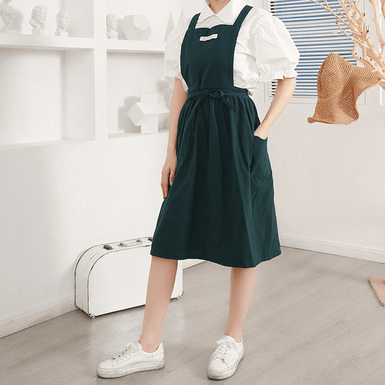 Vintage Cute Apron Dress Cross Back Pinafore Apron for Women with Pockets for Cooking Painting - Walmart.com Vintage Cute Apron Dress Cross Back Pinafore Apron for Women with Pockets for Cooking Painting - Walmart.com