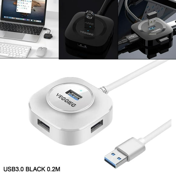 Hub USB de 4 puertos, conectores multipuerto, adaptador divisor de expansión de alta , extensor para computadora portátil, teclado, mouse de Usb3.0 blanco 0.2m Macarena Divisor de hub