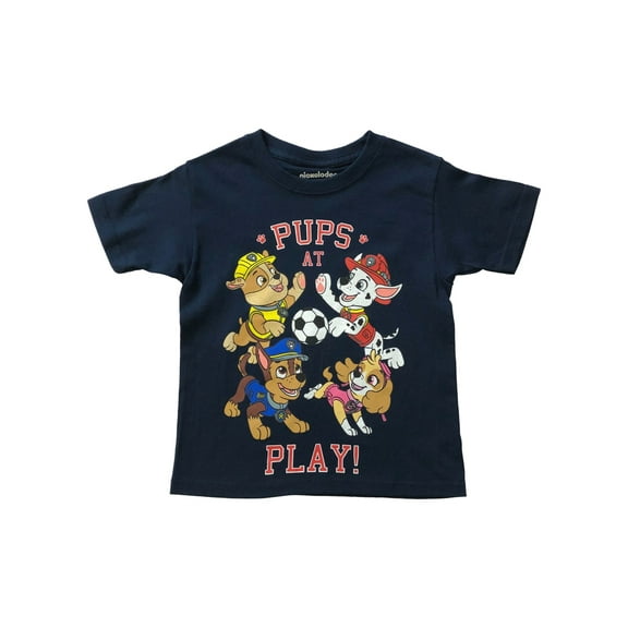 Paw Patrol Boys Blue Short Sleeve Pups At Play T-Shirt Puppy Dog Tee Shirt 4
