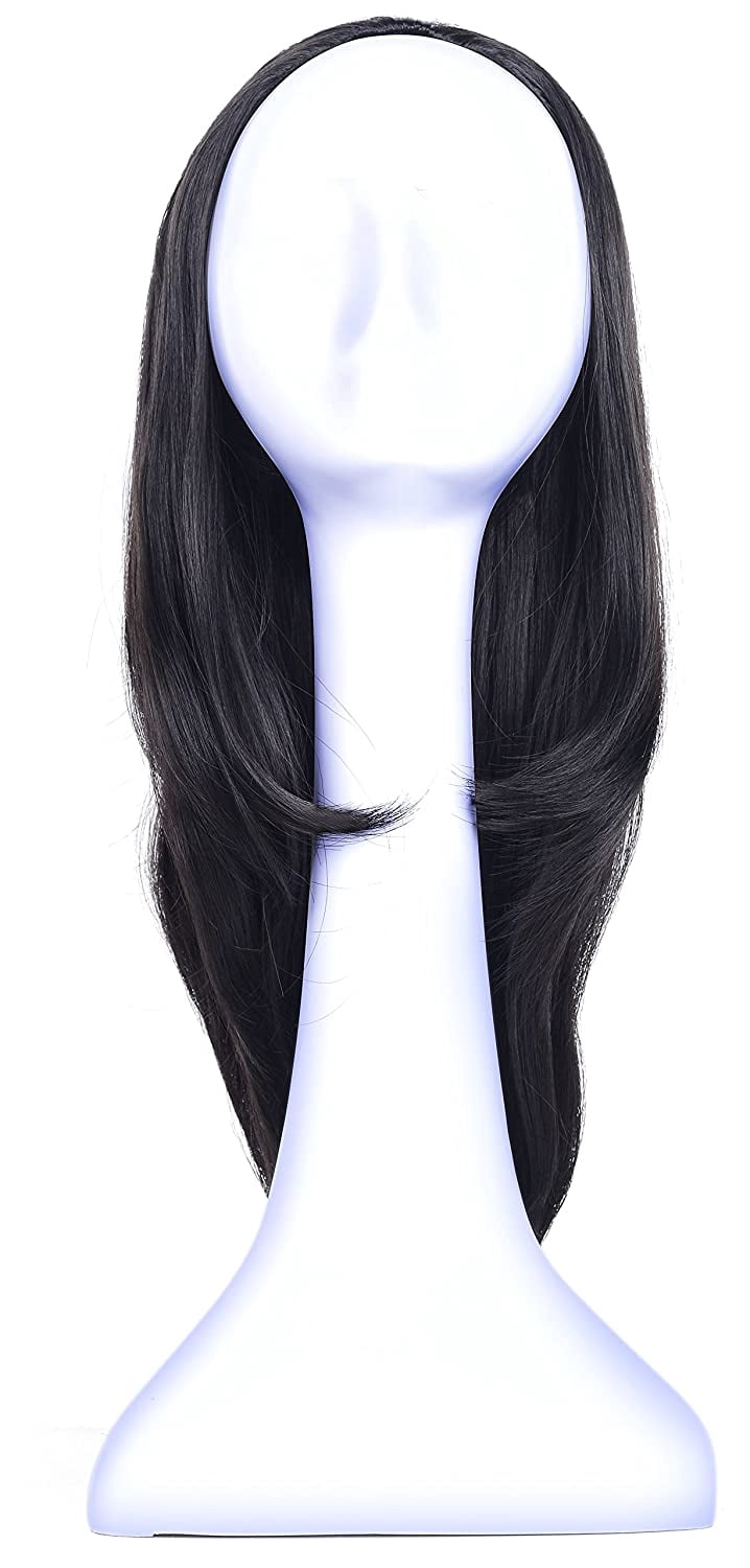 Onedor 23" Curly Hair Women Ladies 3/4 Half Wig Premium Japanese Synthetic Premium Japanese High-Temperature Fiber fibers Wigs with Secured Mesh Head Cap (Slightly Curl, R1)