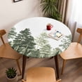 thumbnail image 5 of Pine Tree Forest Elastic Fitted Round Table Cover Forest Green Waterproof Outdoor Tablecloth for Holiday Party, Picnic, Patio & Dining Fits Tables Up to 55"-60", 5 of 8