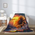 thumbnail image 2 of Rateoe Sunset Coast Sunflower Pattern Flannel Throw Blanket, Ultra-soft Blanket for Bed, Couch, Car, Hypoallergenic Anti-pilling blanket-80"x60"(Vertical), 2 of 6