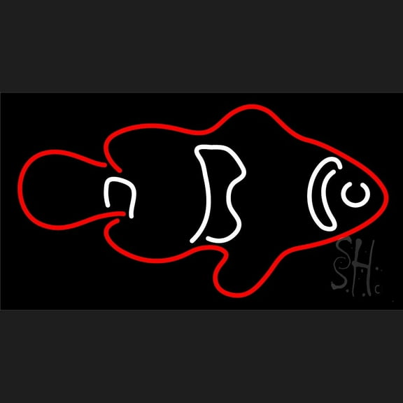 Red Fish 3 LED Neon Sign 13" Tall x 24" Wide - inches Black Square Cut Acrylic Backing, with Dimmer - Premium built indoor Sign for Club, Home décor, Event, Workshop, Storefront.