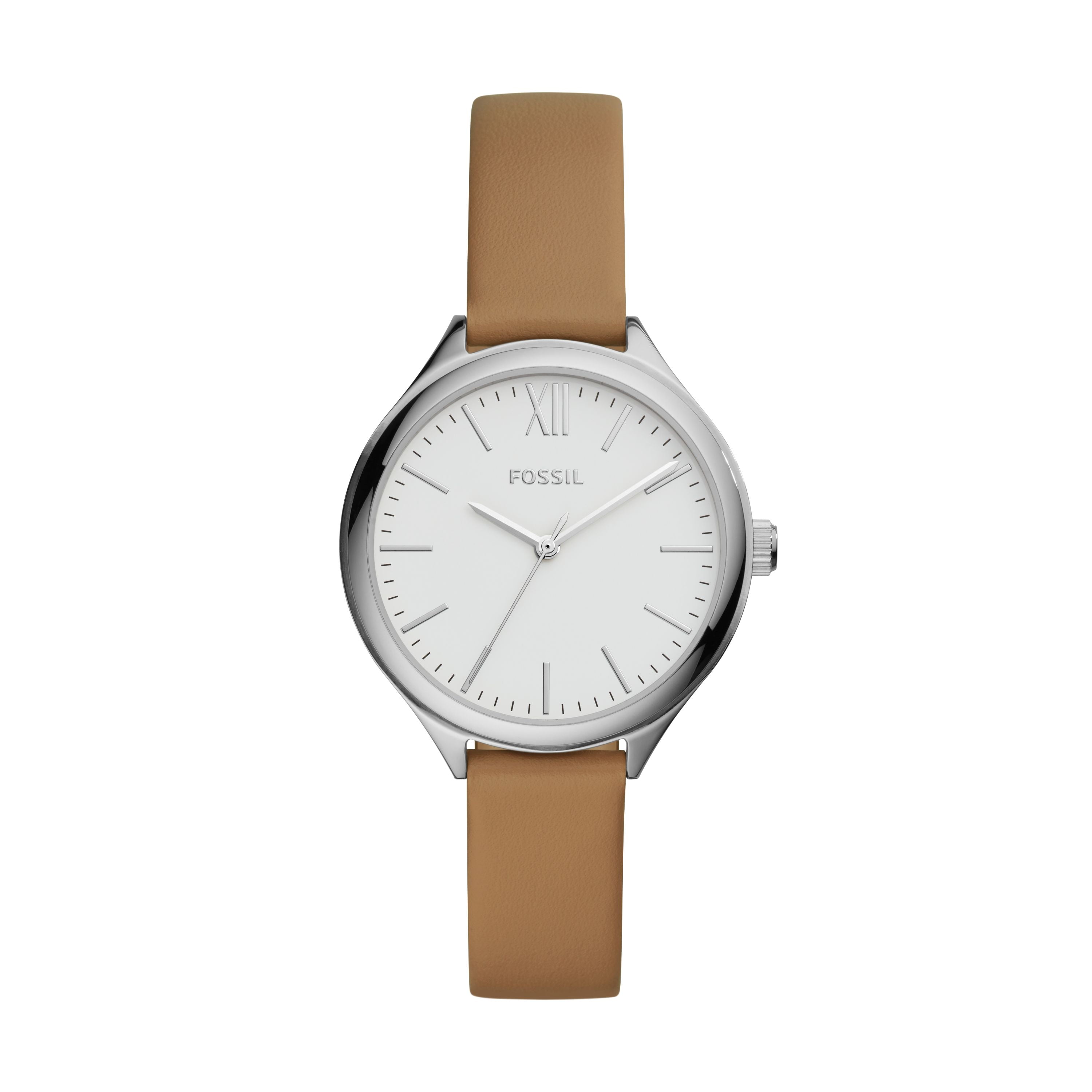 Suitor Three-Hand Brown Leather Watch 