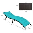 thumbnail image 3 of Costway 2PCS Patio Rattan Folding Lounge Chair Chaise Double Sided Cushion Turquoise, 3 of 10