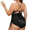 thumbnail image 2 of LEEy-world Swimsuit Women Tummy Control Women's Swimwear Solid Theresa Romper Halter Tie Soft Cup One Piece Swimsuit Black,XXL, 2 of 4