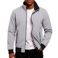thumbnail image 2 of CharmCyan Men Lightweight Stand Collar Casual Jacket Windproof Bomber Jacket with Zipper Closure and Plaid Lining for Daily Wear Gray 3XL, 2 of 2