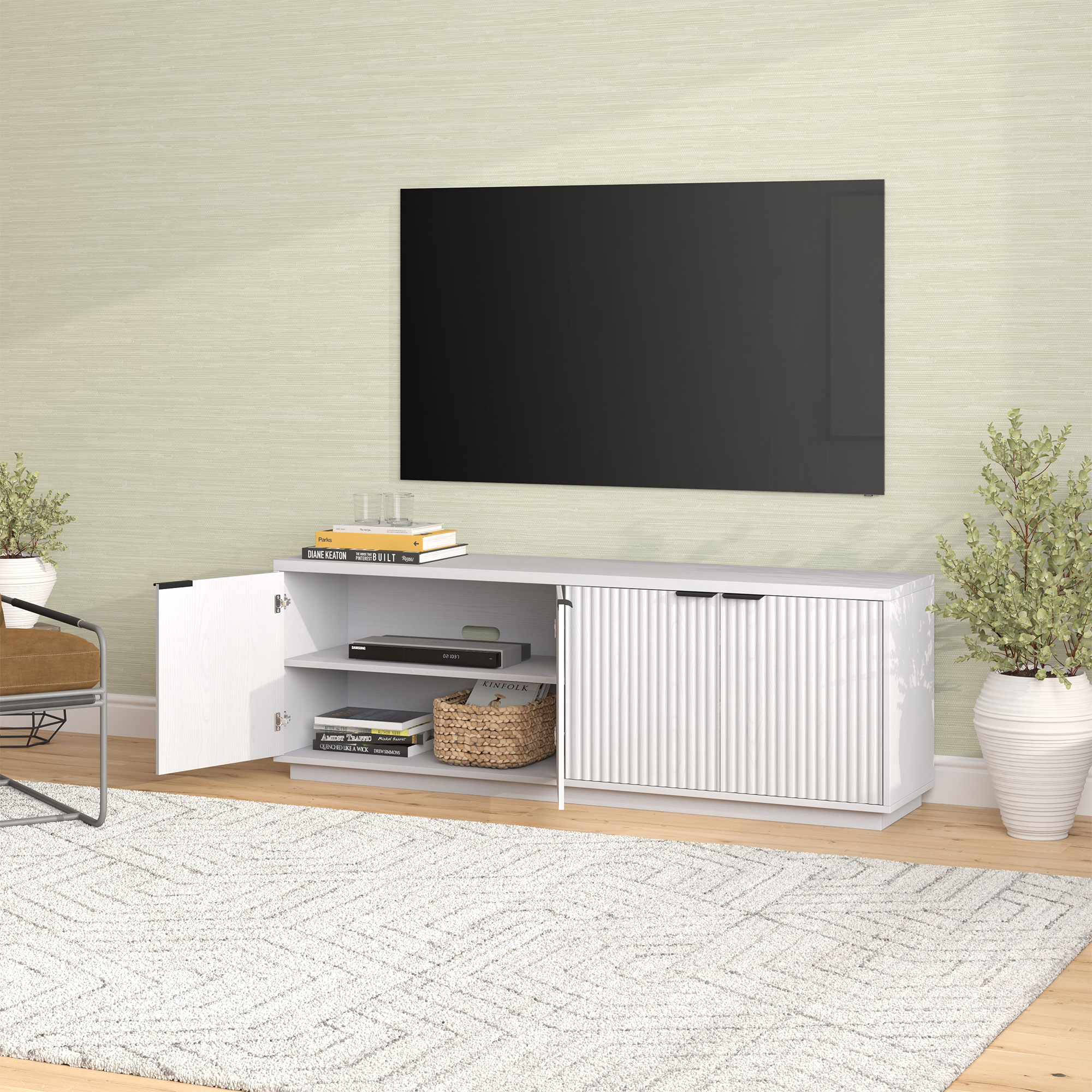 Mansfield Rectangular TV Stand for TV's up to 78" in White