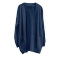 thumbnail image 5 of Ogiraw Womens Tops Cardigan for Women Cardigan Sweaters for Women Women's Solid Color Curved Placket Large Pocket Sweater Cardigan Jacket Blue, 5 of 5