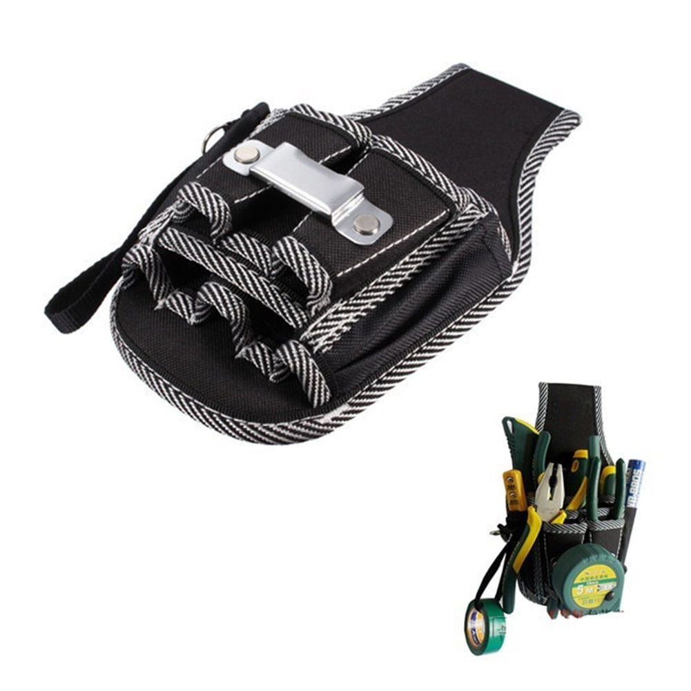 Black Electrician Waist Pocket Tools Screwdriver Kit Holder Belt Pouch Bag 