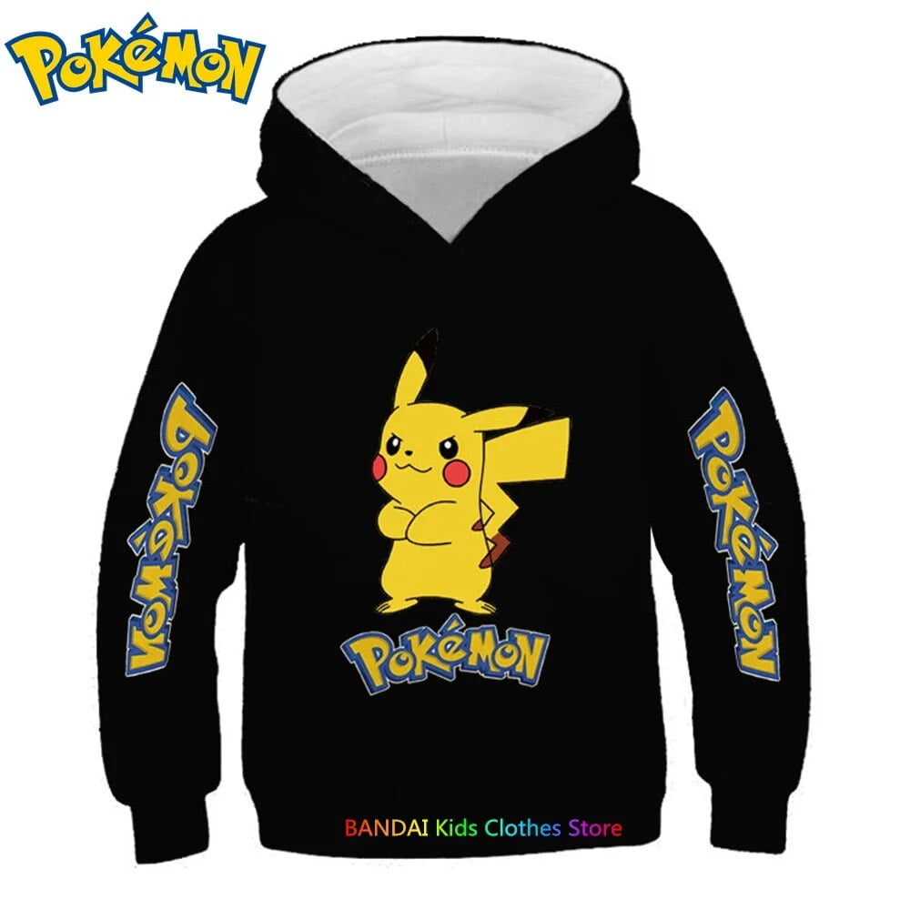 Pull à Capuche Pikachu Noir – Taille XL, Homme, Avec Poches, Neuf Sans étiquette
