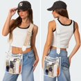 thumbnail image 2 of Bolso QOECI para mujer, bandolera blanca transparente, aprobado por el estadio, 2 of 6