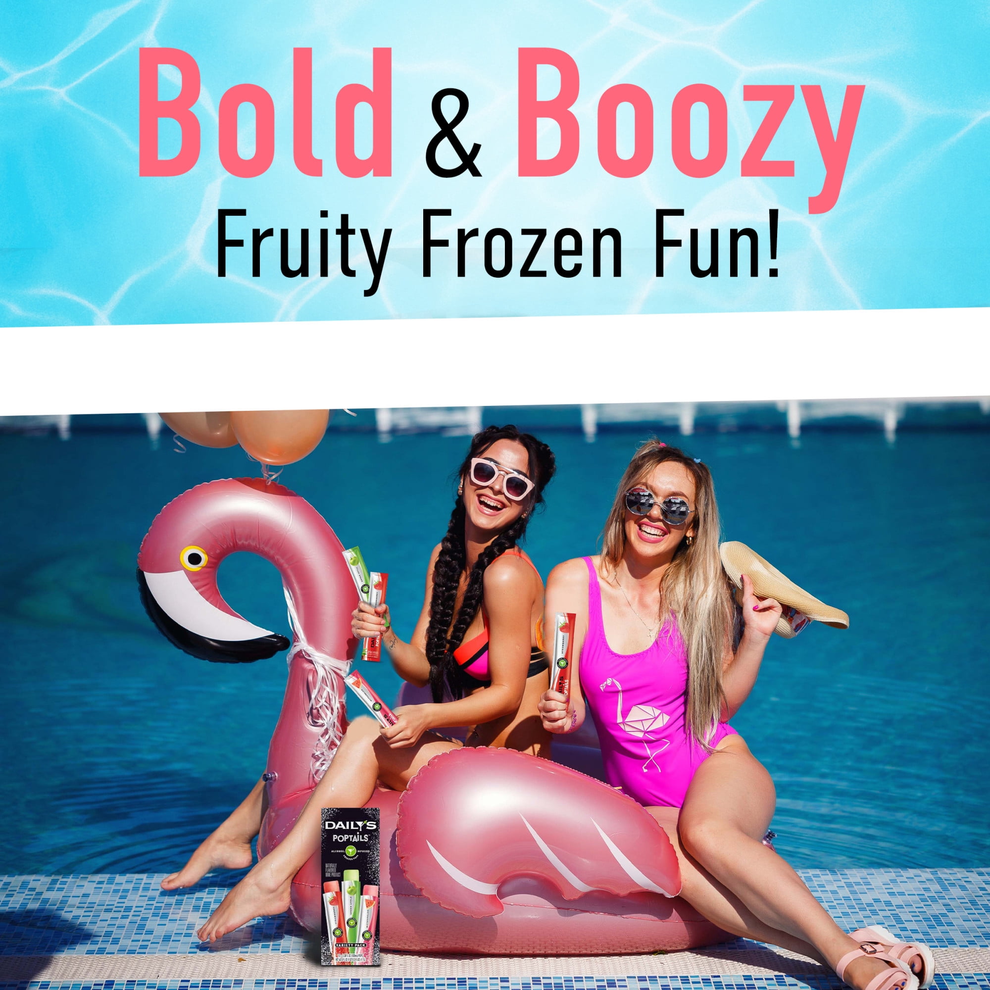 Daily's Poptails Alcohol Infused Freezer Pops Variety Pack, Strawberry, Green Apple and Watermelon, 12 Count