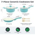 thumbnail image 2 of 7-Piece Nonstick Ceramic Cookware Set, Compact Kitchen Pots and Pans Set, Induction Cookware with Frying Pan & Saucepan, PFOA and PFAS Free, Turquoise, 2 of 6