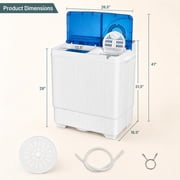 Costway 26lbs Portable Semi-automatic Washing Machine W/Built-in Drain Pump Blue