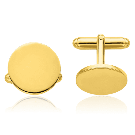 Gold Plated Round Engraved Personalized Cuff Links