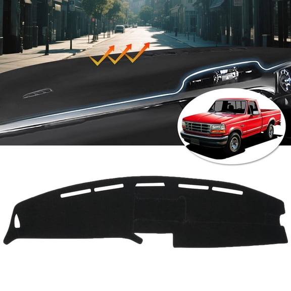 Canvcle Car Dash Cover for Ford F-150/250/350 1992-1996 Pickup Truck Non-Slip Center Console Interior Accessories Custom Fit Dashboard Mat Sunshade No Glare