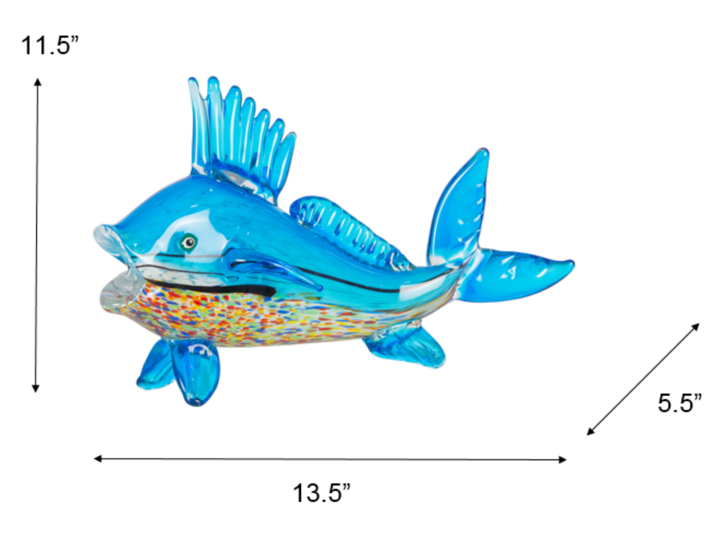 Dale Tiffany 11.5" Tall Coronado Fish Art Glass Handcrafted Murano-Style Figurine