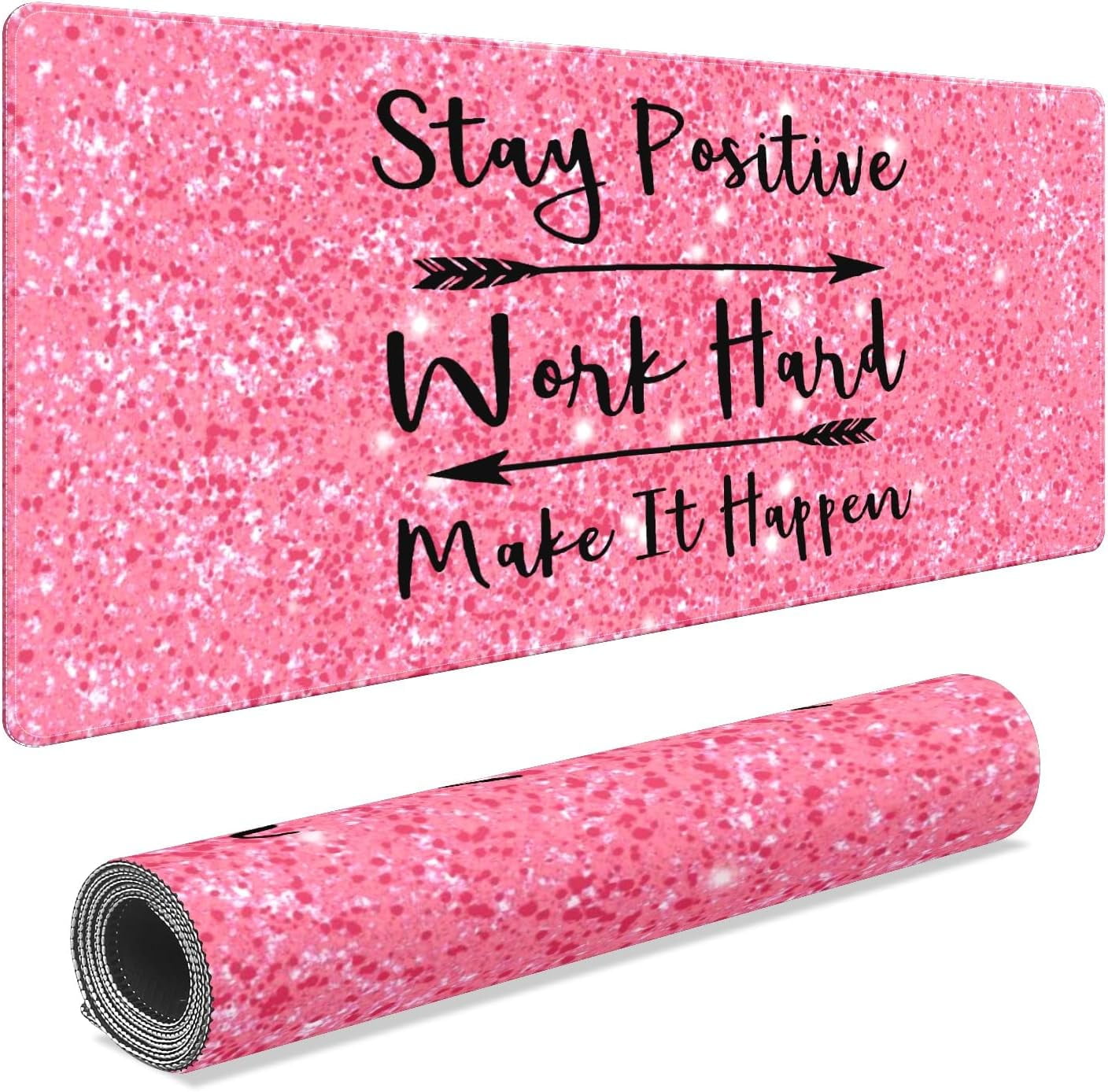 Glitter Pink Starlight Gradient Desk Mat, Desk Accessory, Cute Workspace, Trendy Workspace, Trendy, 35.4x15.7in Large Gaming Mouse Pad, Cute Desk Topper, Pretty Desk Pad