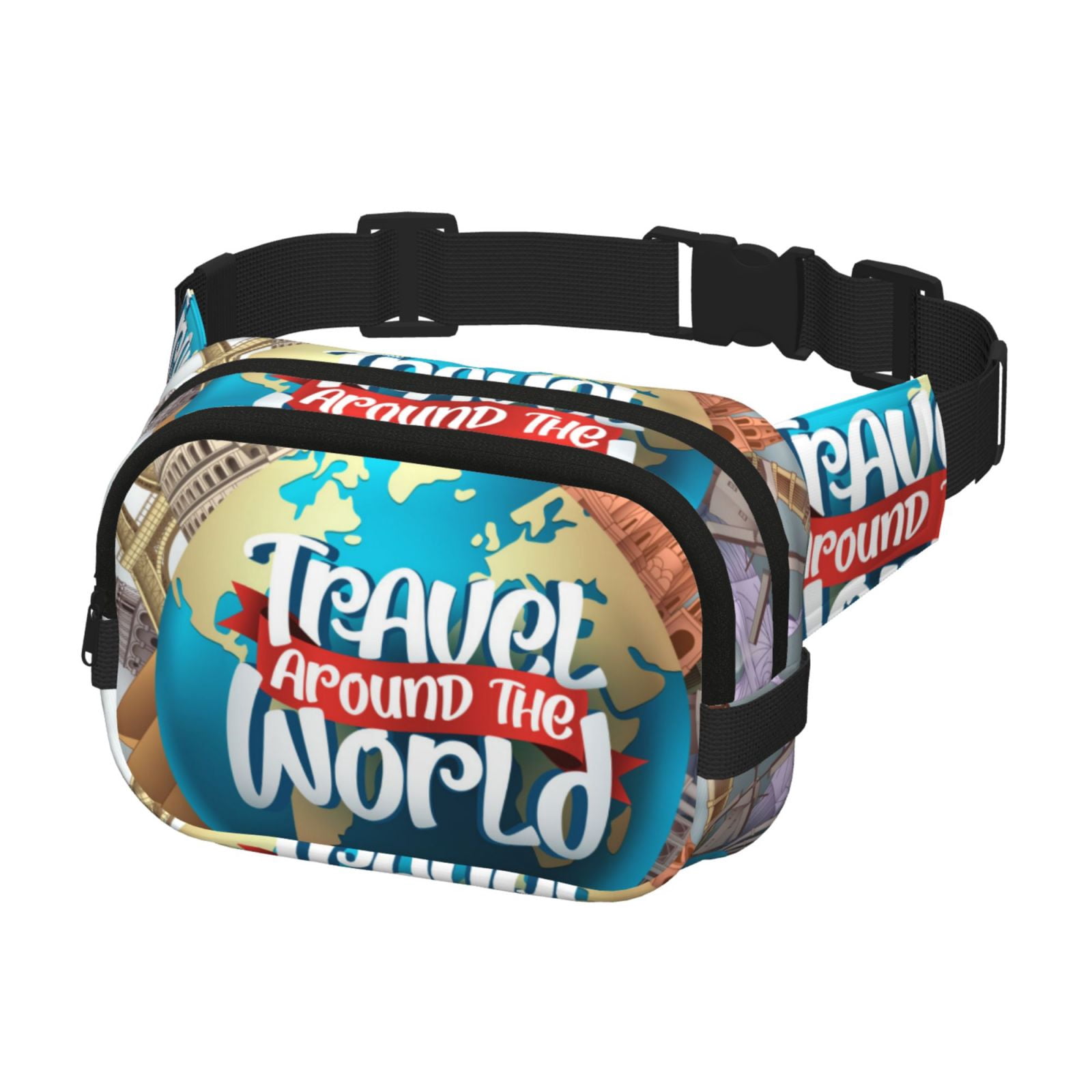 Hirioo Travel Around The World for Double Layer Waist Bag Adjustable Fanny Pack For Travel Running Hiking