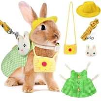 Cute Rabbit Leash and Harness Set, Bunny Rabbit Dress Clothes Walking Harness Vest Escape Proof Pet Supply for Rabbit Hedgehog Ferret Guinea Pig