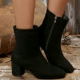 thumbnail image 5 of Mgmyaa Women's Medium Heel Boots Comfortable Casual Zip-Up Suede Pointed Toe Block Heel Ankle Booties, 5 of 9