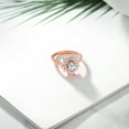 thumbnail image 4 of Gem Stone King 2.10 Ct Oval White Zirconia 18K Rose Gold Plated Silver Flower Ring, 4 of 4