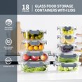thumbnail image 6 of 18 Pieces Glass Food Storage Containers with LidsAirtight Glass Meal Prep Containers Glass Storage Containers Set for Kitchen Pantry BPA Free Leak Proof 9 lids 9 Containers, 6 of 8