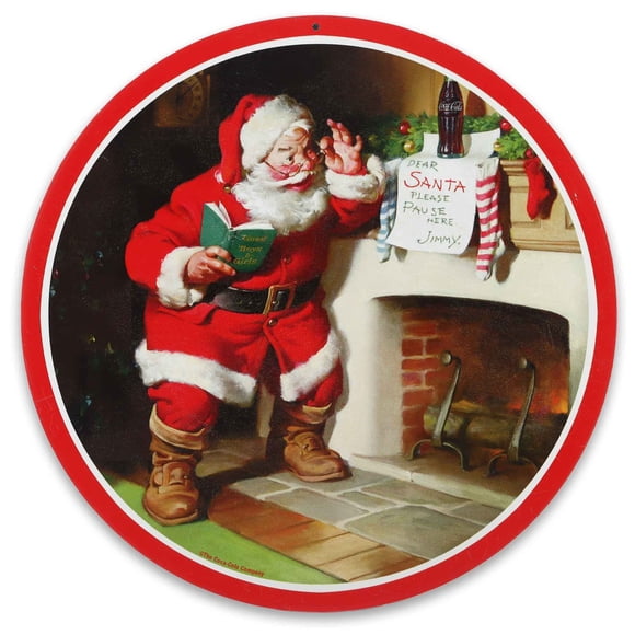 Letrero decorativo Open Road Brands Coca-Cola Santa Claus, 27 cm