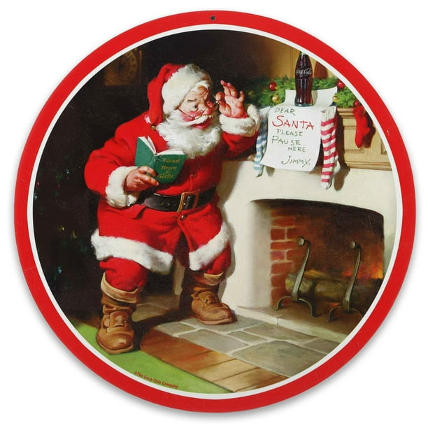 Letrero decorativo Open Road Brands Coca-Cola Santa Claus, 27 cm
