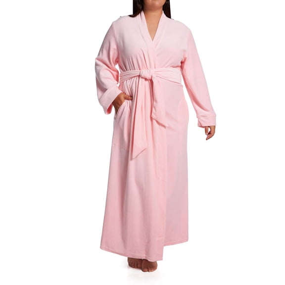 Women's Amanda Rich 207-37X Plus Velour Wrap Robe (Pink 2X)