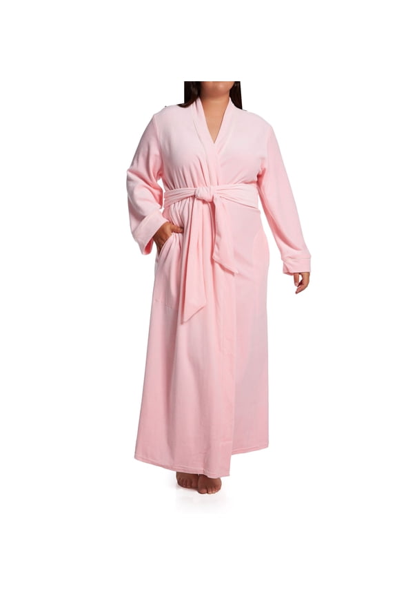 Women's Amanda Rich 207-37X Plus Velour Wrap Robe (Pink 2X)