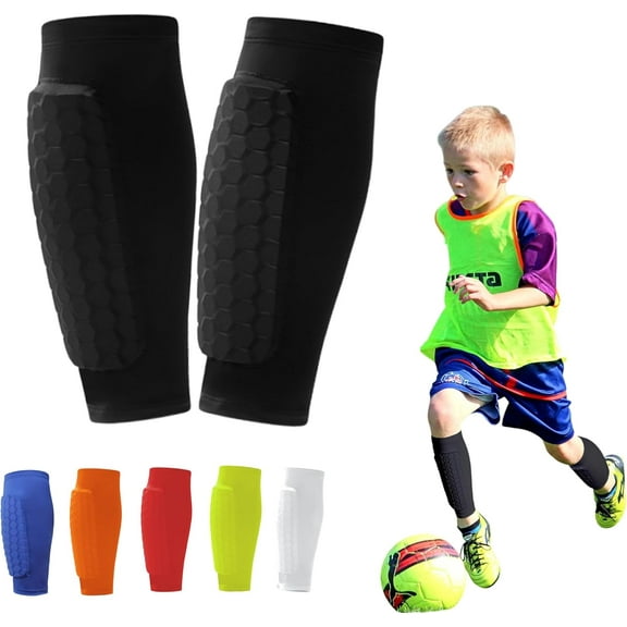 Soccer Shin Guards Pads for Youth Adult, Shindefender Shin Guards Soccer Kids 4-6 10-12, Calf Compression Sleeve with Honeycomb Pads