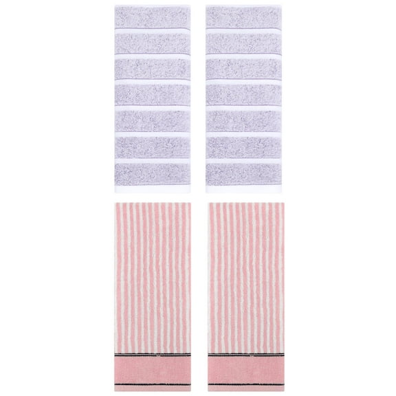 Unique Bargains 4 Pcs Cotton Hand Towel 13 x 29 Inch Light Purple/Pink