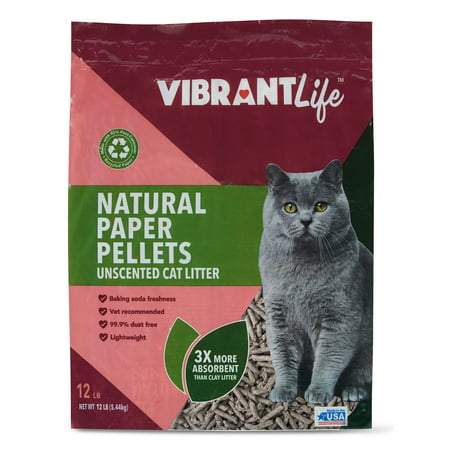 litter cat paper vibrant life pellets natural unscented lb walmart