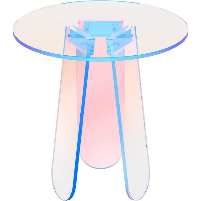 Acrylic End Table Rainbow Clear Round Side Table Modern Coffee Table