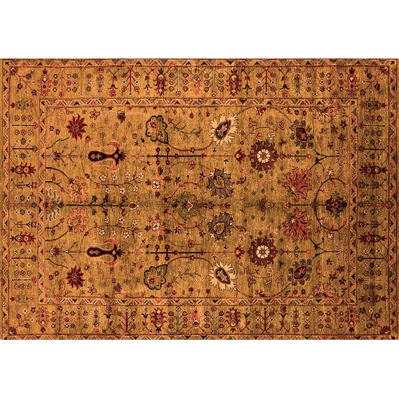Ahgly Company Indoor Rectangle Oriental Orange Industrial Area Rugs, 5' x 8'