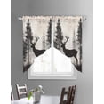 thumbnail image 2 of Forest Deer Swag Valances for Windows, Rustic Country Wildlife Woodland Black Beige Rod Pocket Sheer Valances for Windows, Swag Toppers Light Filtering for Kitchen Living Room 2 Panels 28''x36'', 2 of 3