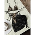 thumbnail image 2 of Top-kevin Women's Black Lace Bikini 3 Piece Set Triangle Top String Bottom Sheer Cover-Up, Sexy Halter Swimwear for Beach & Resort, 2 of 5