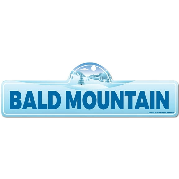 Bald Mountain Street Sign | Indoor/Outdoor | Skiing Skier Snowboarder Décor for Ski Lodge Cabin Mountian House | SignMission personalized gift