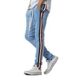 thumbnail image 3 of Ma Croix Mens Track Pants Tricolor Striped Skinny Fit Stretch Elastic Slim Trouser, 3 of 6