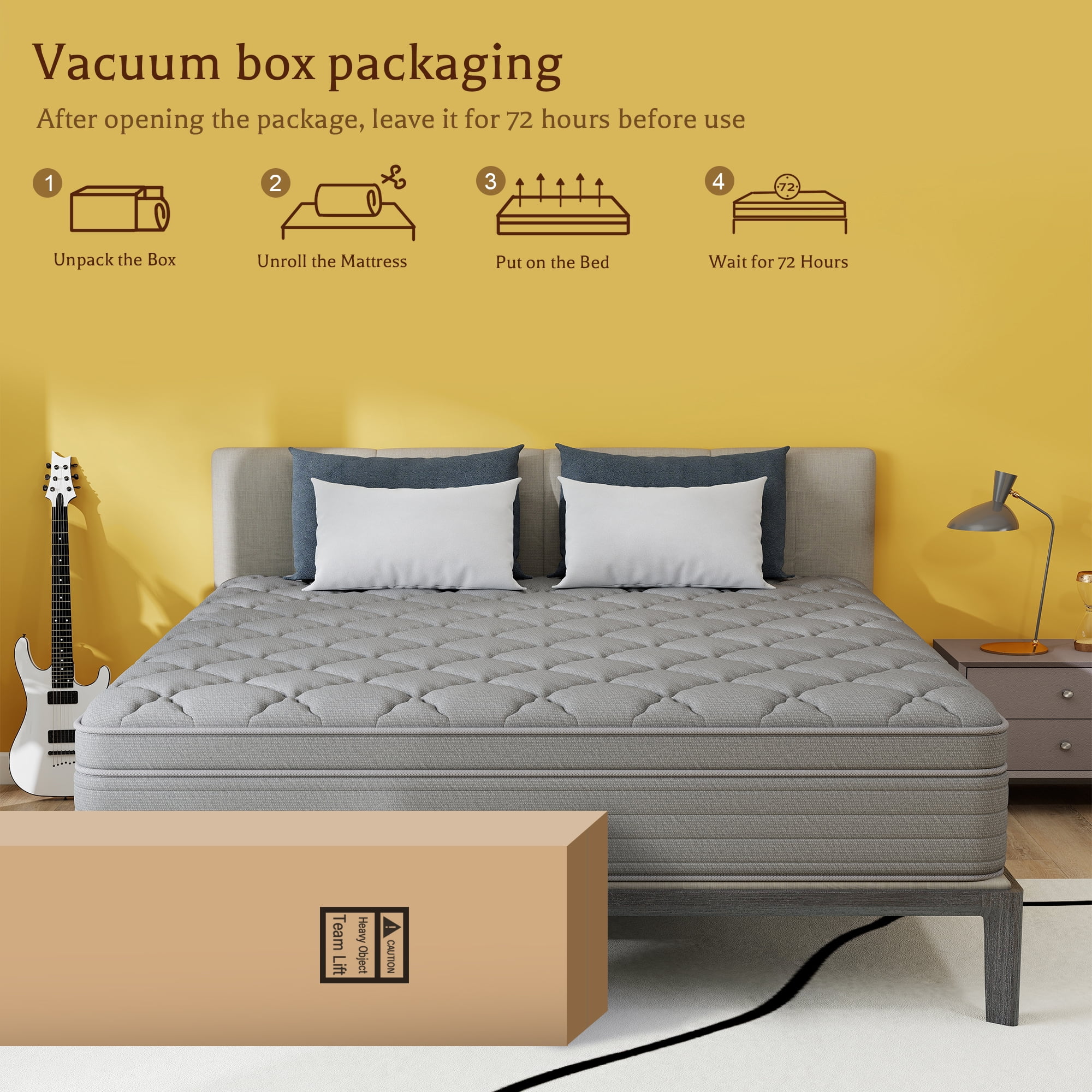 Kviwasha Full Mattress,14 inch Hybrid Gel Memory Foam Mattress in a Box , Medium Firm Support, Pressure Relief