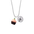 thumbnail image 2 of Delight Jewelry Resin Chocolate Cupcake with Pink Frosting Silvertone Script Initial Disc - A - Charm Necklace, 20"+3", 2 of 4