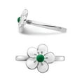 thumbnail image 4 of Gem & Harmony Sterling Silver Hawthorn Flower Ring with White and Green Enamel for Women, 4 of 5