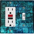 thumbnail image 1 of Metal Light Switch Wall Plate Outlet Cover (Coffee Shop Cafe Restaurant Sign Black Teal - Single Rocker Single Toggle), 1 of 1