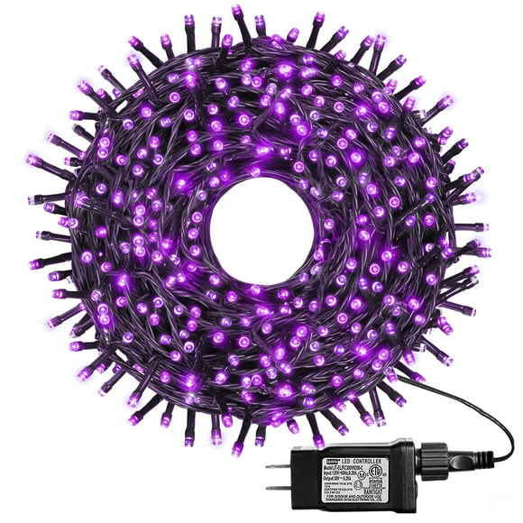 kemooie 500 LED Purple Christmas Lights, 164FT 8 Twinkle Modes Plug in Lights, Waterproof Extra Long String Lights for Outdoor Indoor Tree Wedding Party Garden Halloween Christmas Decorations (Purple)