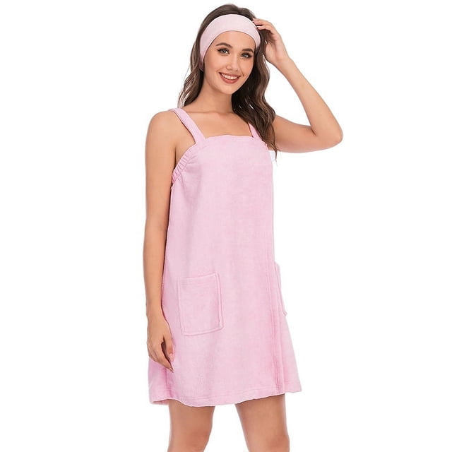 Albornoz con toalla de baño tipo bandolera para mujer, con bolsillos y pañuelo facial, pijama cómodo para estar en casa.