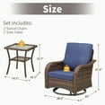thumbnail image 2 of Planntonneo Patio Wicker Swivel Rocker Set of 3, Outdoor Rocking Chairs with Rattan Table for Balcony Deck Backyard, Blue Cushions, 2 of 11