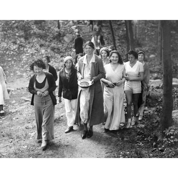 First Lady Eleanor Roosevelt Visits A Camp Tera For Unemployed Women Near Bear Mountain History (24 x 18)