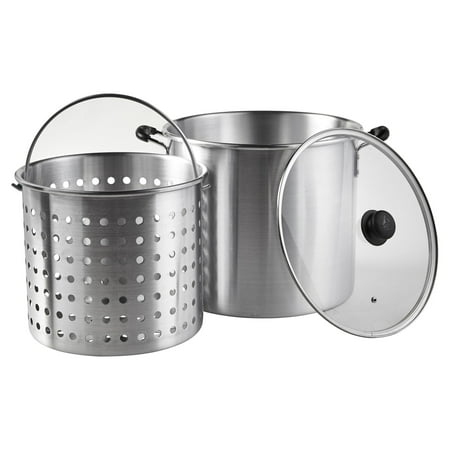 

WaaWoo Aluminum 32 Quart Steamer Pot with a 21 Quart Steamer Basket and Glass Lid